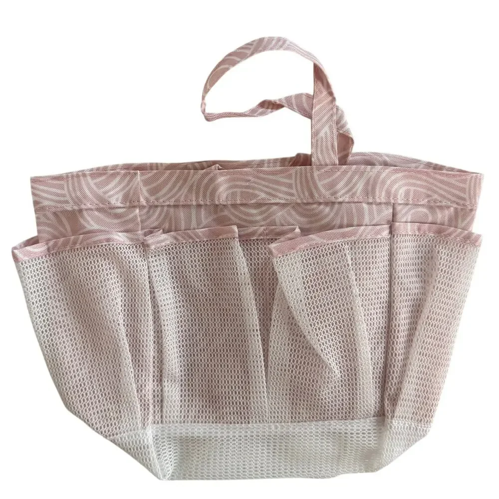 Room Essentials Pink White Mesh Shower Caddy Tote Bag NEW